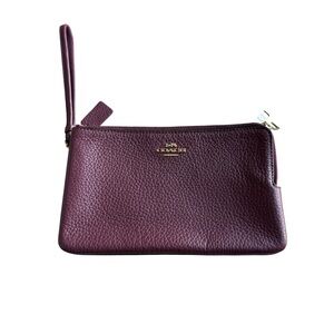 Coach Women's Burgundy Leather Wristlet Two Pockets